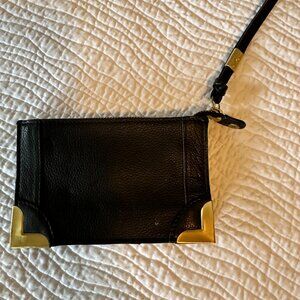 Foley & Corrina Black Leather Wristlet
